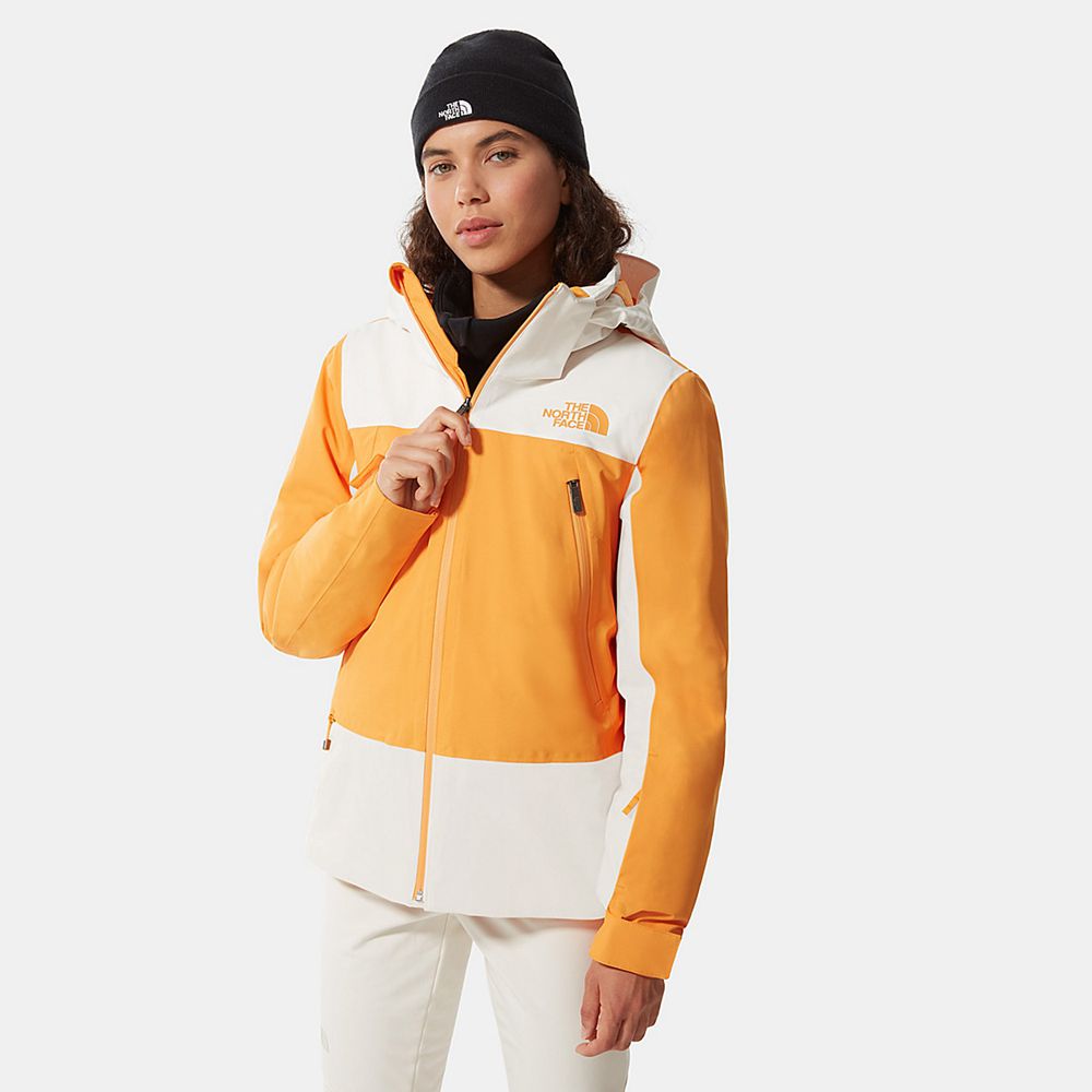 The North Face Lightweight Jackets Womens Australia - The North Face Lenado Orange / White Skiing An